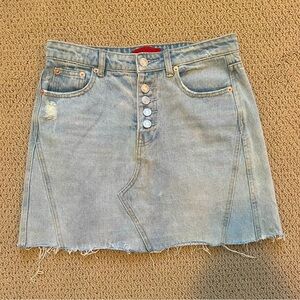 Distressed Denim Mini Skirt
